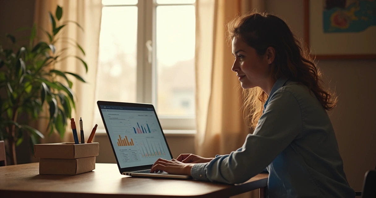Pessoa estudando oportunidades para renda extra em casa 
