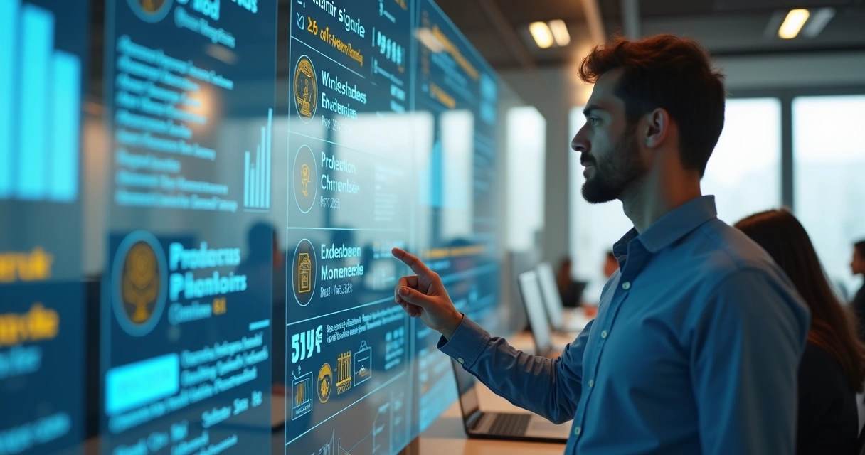 Business owner selecting a software service provider from a digital interface 