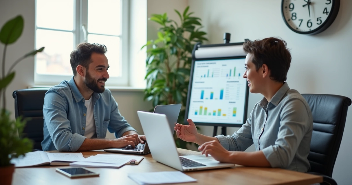 Small business owner consulting with accountant in Brazil 