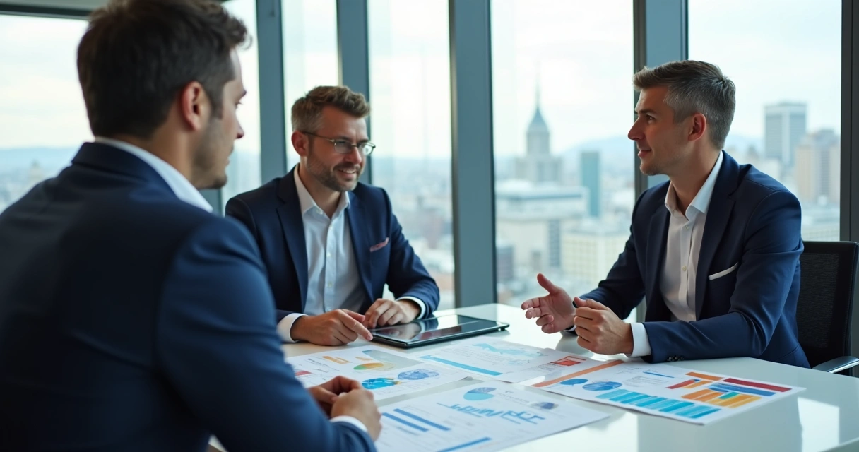 Consultant reviewing an economic report with a client