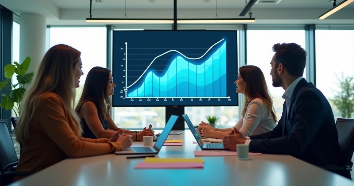 Business growth chart showing upward trend on website redesign dashboard