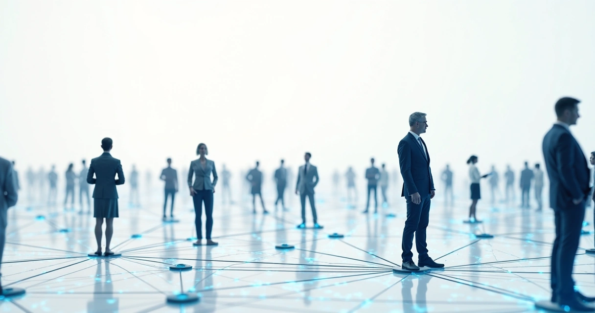 Illustration of connected people forming a complex network 