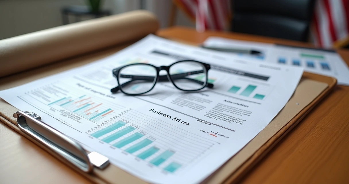 Business plan documents organized in a folder 
