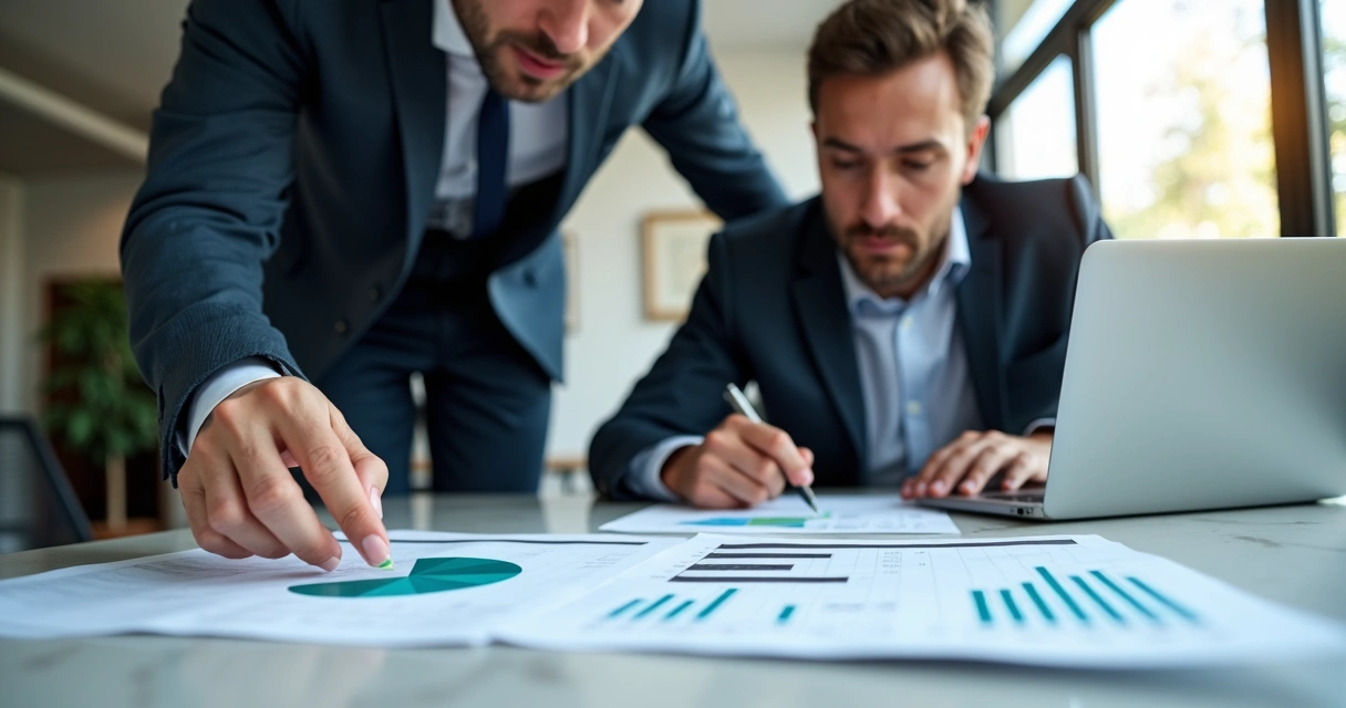 Immigration business plan being reviewed by two professionals 