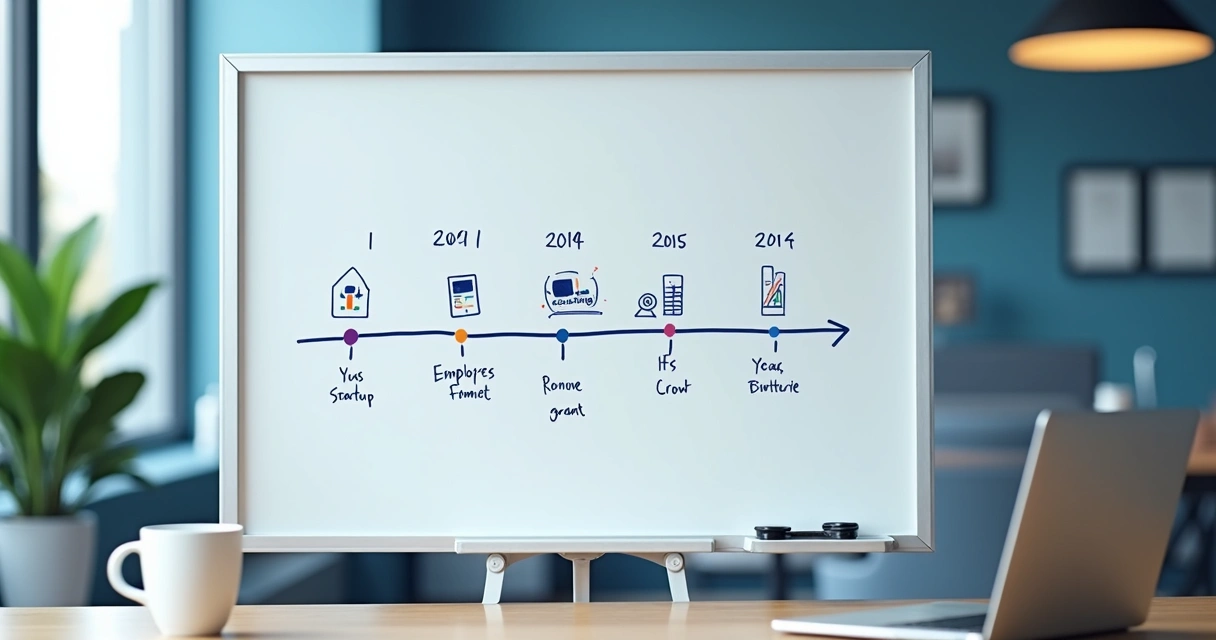 Business plan timeline with five-year milestones 