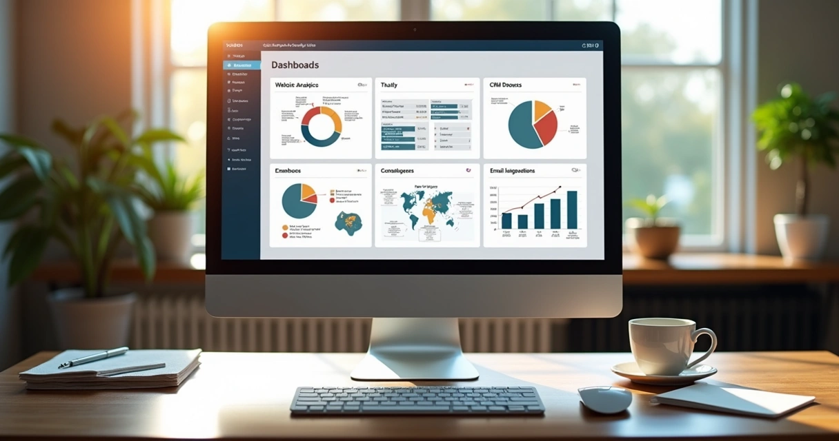 Business tools dashboard on computer screen 