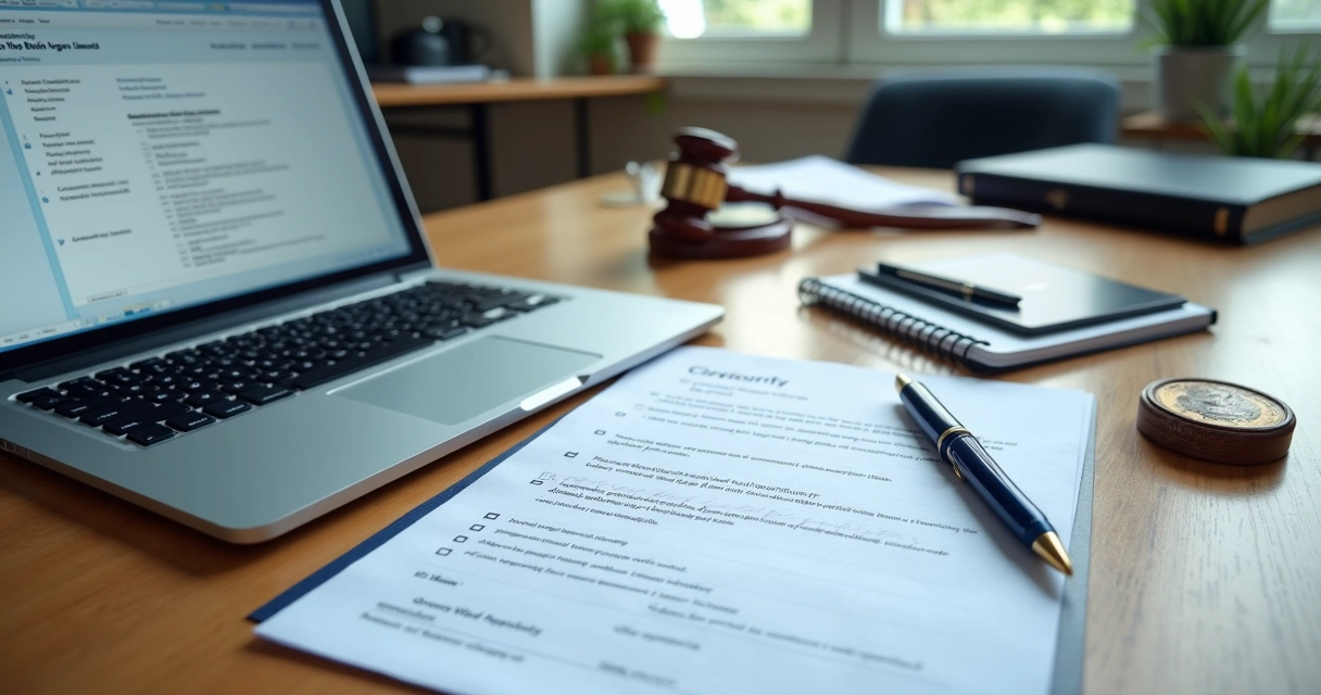 Corporate registration documents and passport on a desk 