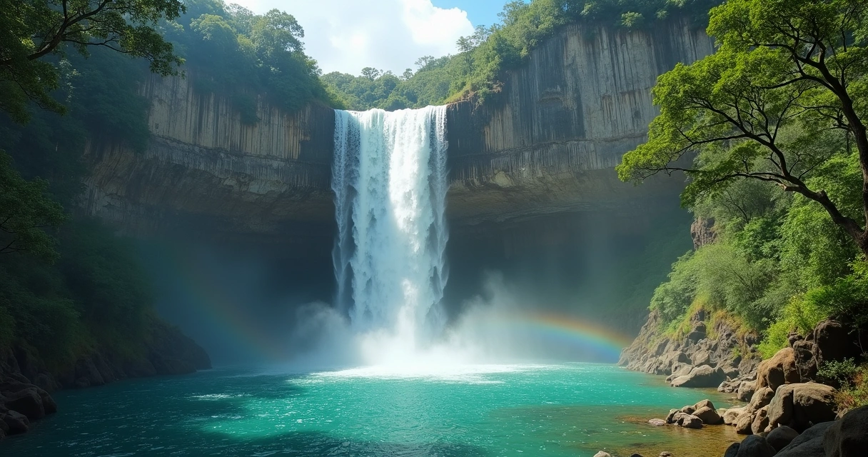 Cachoeira desaguando em piscina natural na Chapada dos Veadeiros 