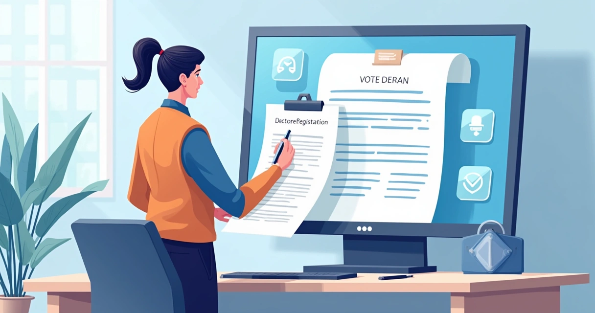 Profissional preenchendo formulário e registro de campanha digital