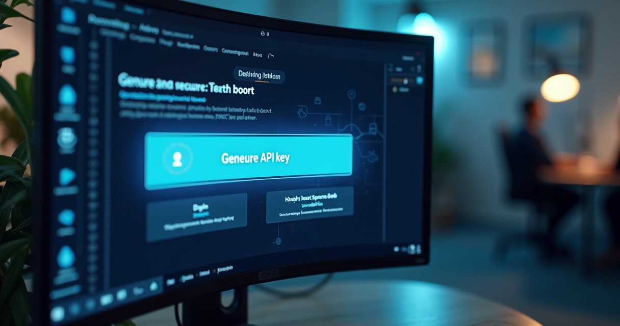 Interface mostrando geração de chave de API segura em painel de controle 
