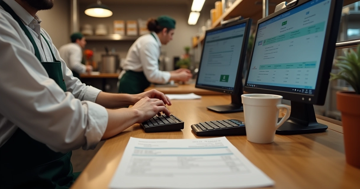 Pessoa cadastrando compras no sistema de um restaurante