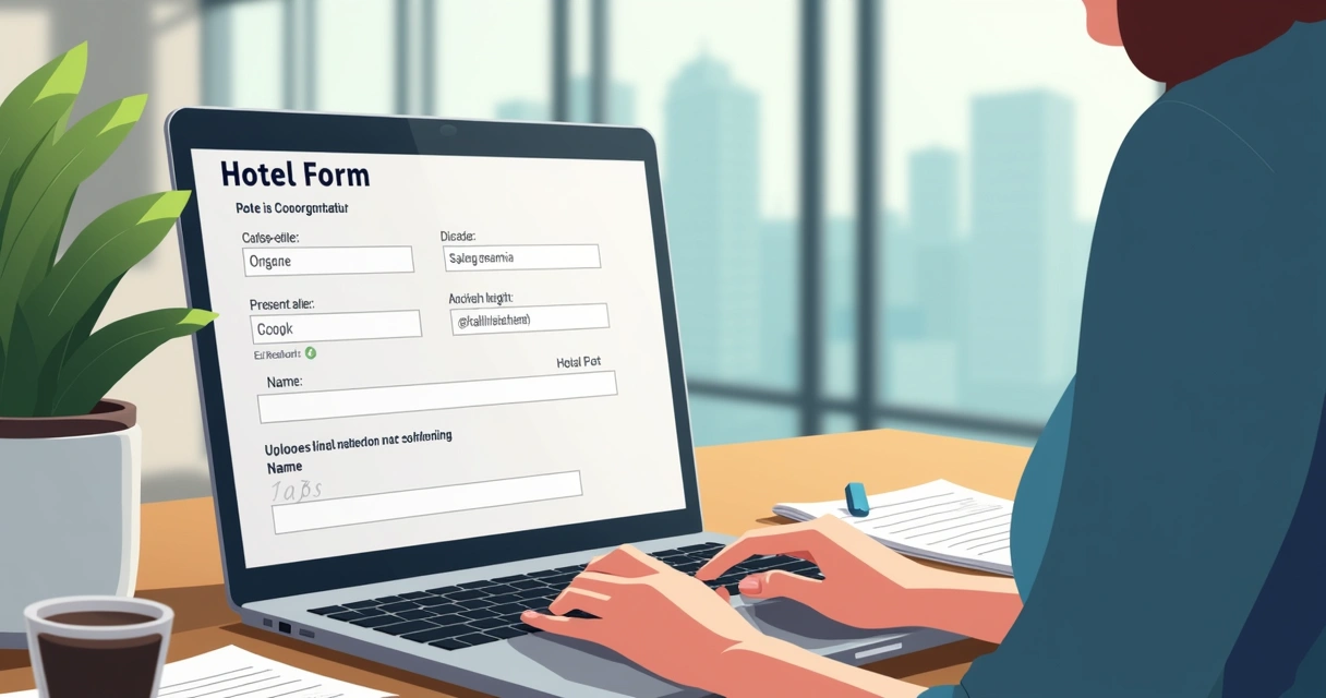 Pessoa cadastrando dados de dependente em formulário digital de hotel 