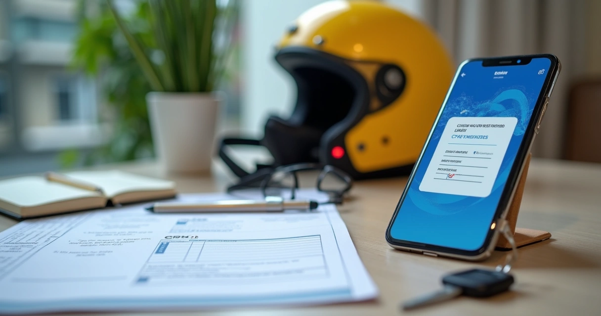 Pessoa usando celular Android e documentos do MEI sobre a mesa 