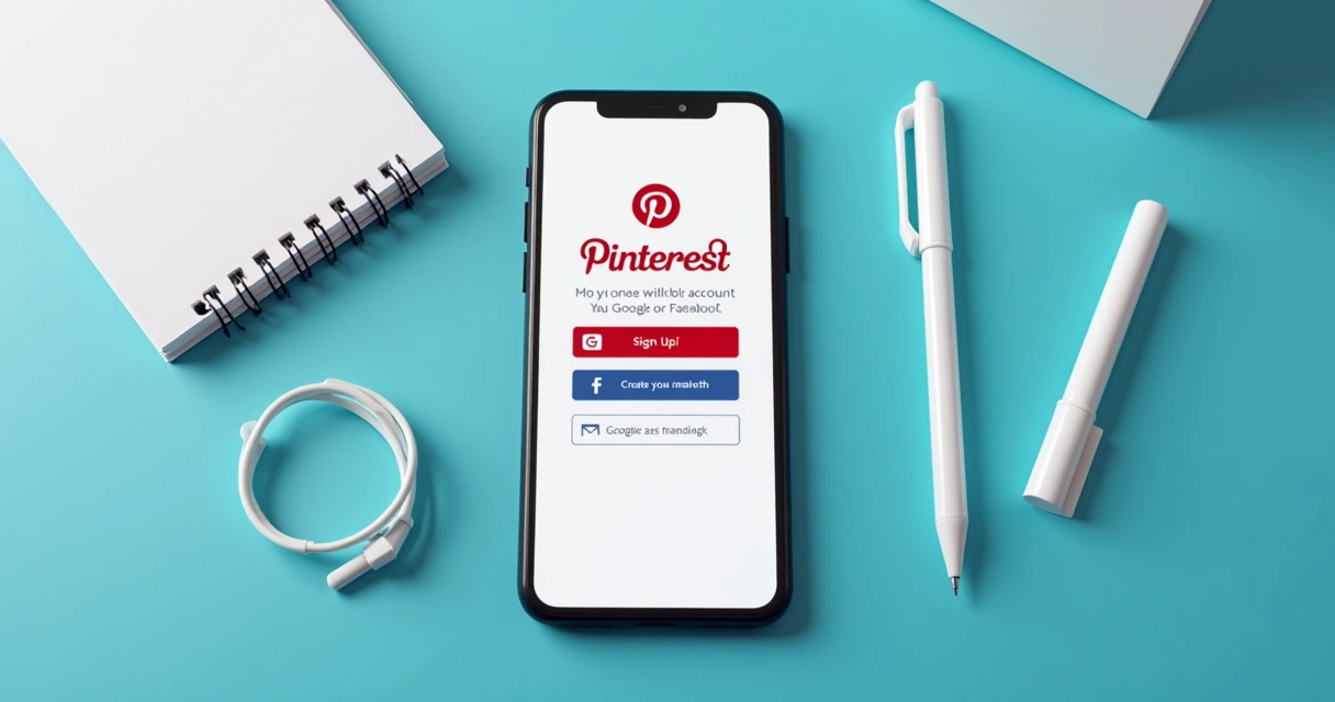 Tela de cadastro do Pinterest em smartphone 