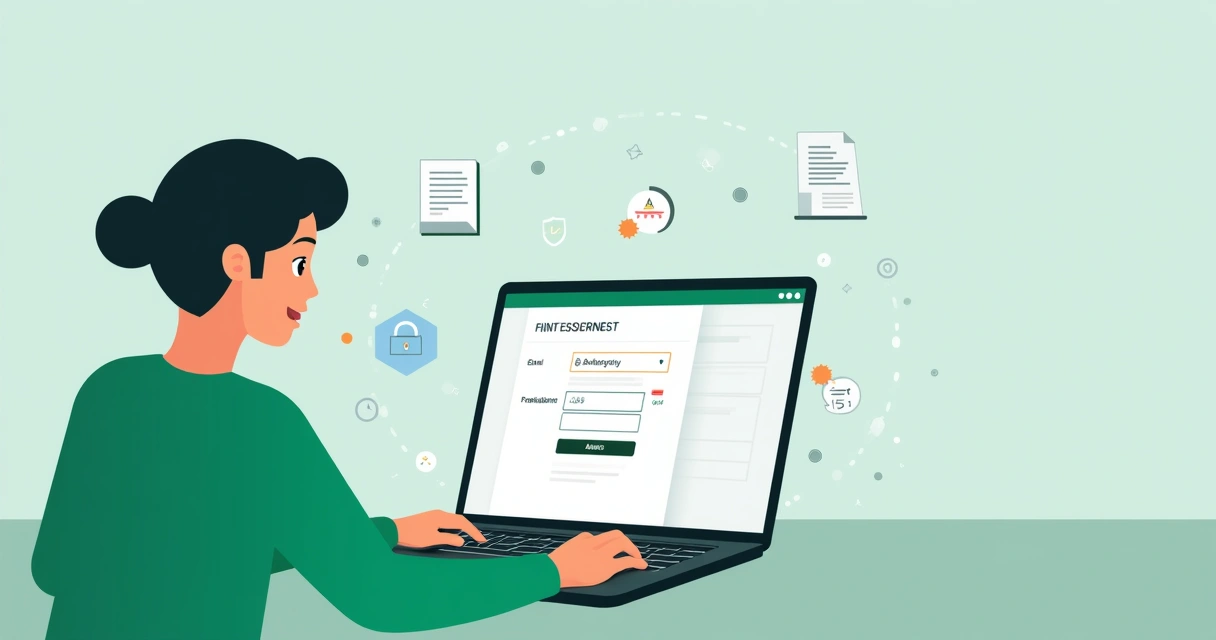 Pessoa preenche formulário de cadastro online em notebook 