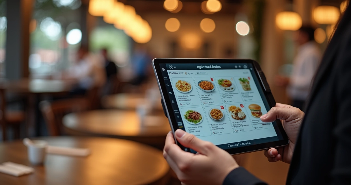 Tela de cadastro de produtos em aplicativo digital em ambiente comercial