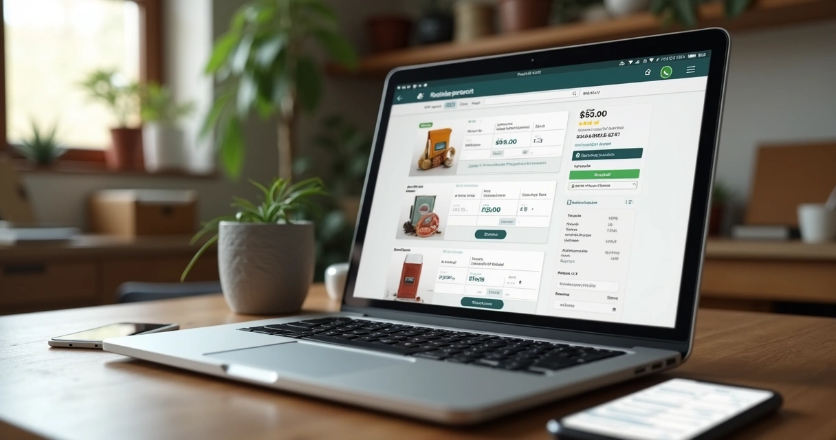 Cadastro de produtos em loja virtual no notebook 