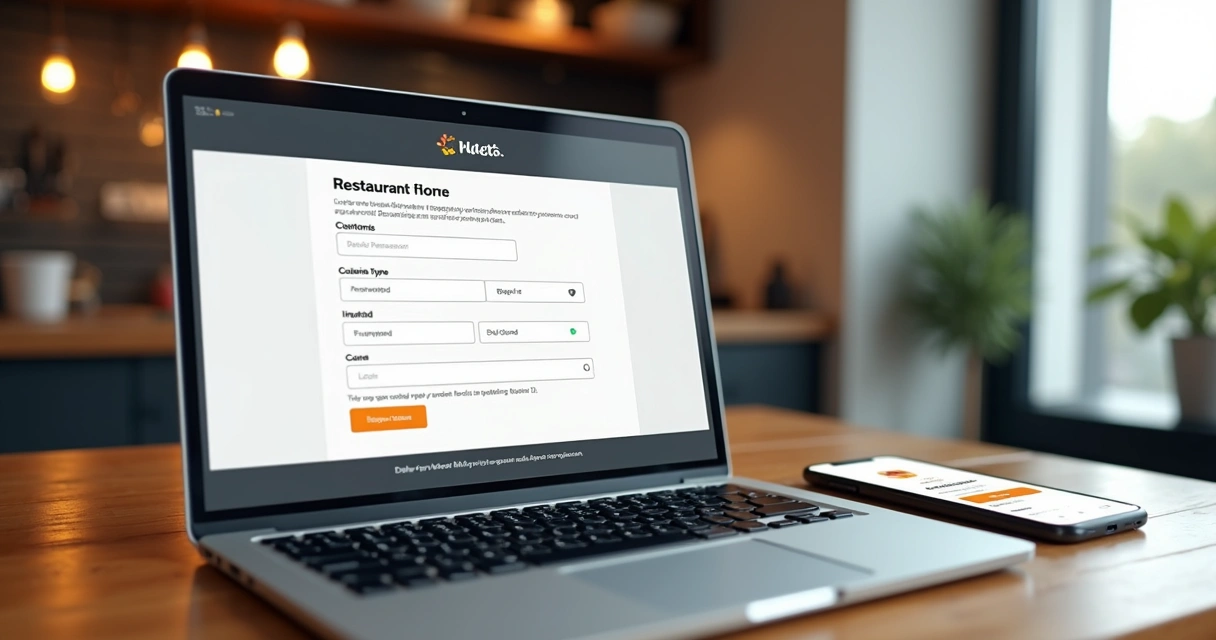 Tela de cadastro de restaurante em plataforma de delivery no computador com detalhes do formulário preenchido 