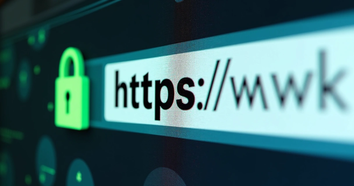 Ícone de cadeado e endereço HTTPS na barra do navegador 