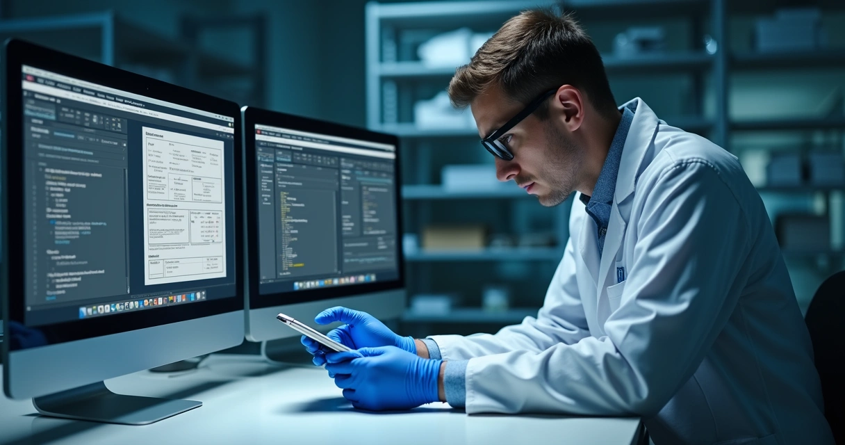 Pessoa analisando evidências digitais em laboratório forense digital 