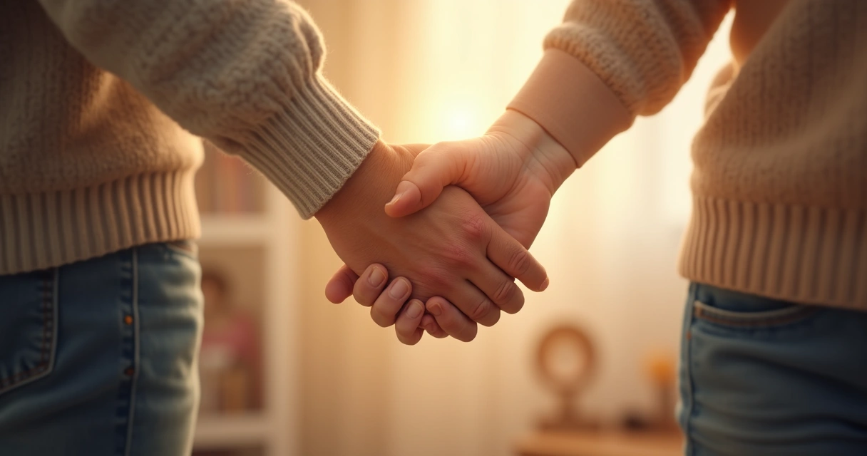 Corrente de mãos simbolizando a transmissão emocional entre gerações 