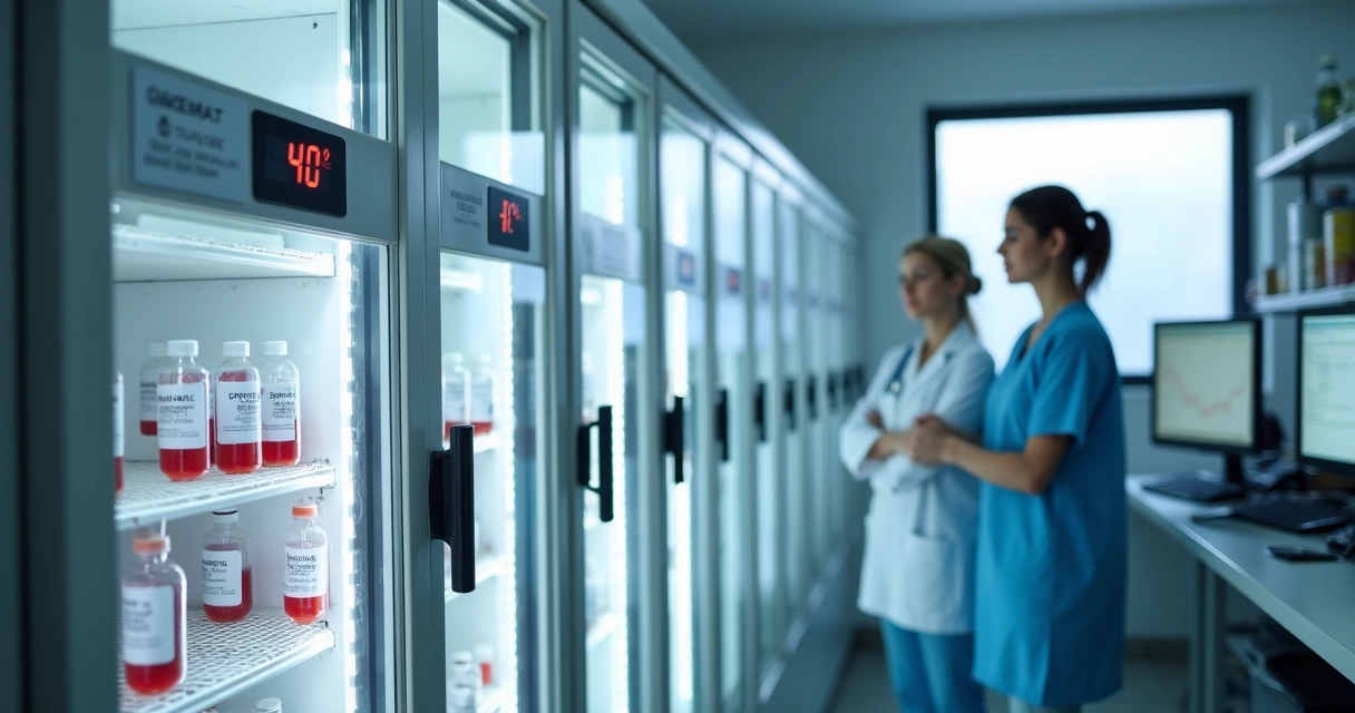 Refrigeradores de sangue em laboratório 
