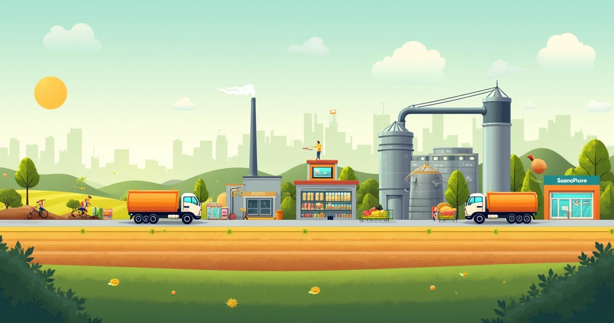 Linha do tempo mostrando cadeia produtiva agroindustrial 