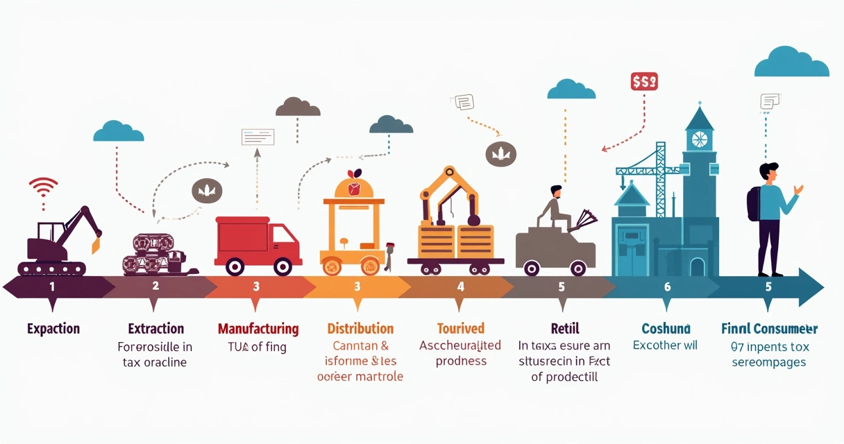 Fluxo de cadeia produtiva com destaque para crédito e débito de impostos 