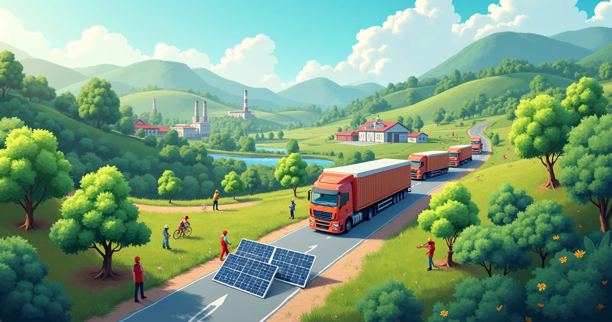 Impacto regenerativo em cadeia de suprimentos, com reflorestamento e energia limpa 