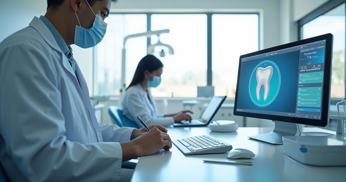 Cadeira odontológica digital em consultório atual 