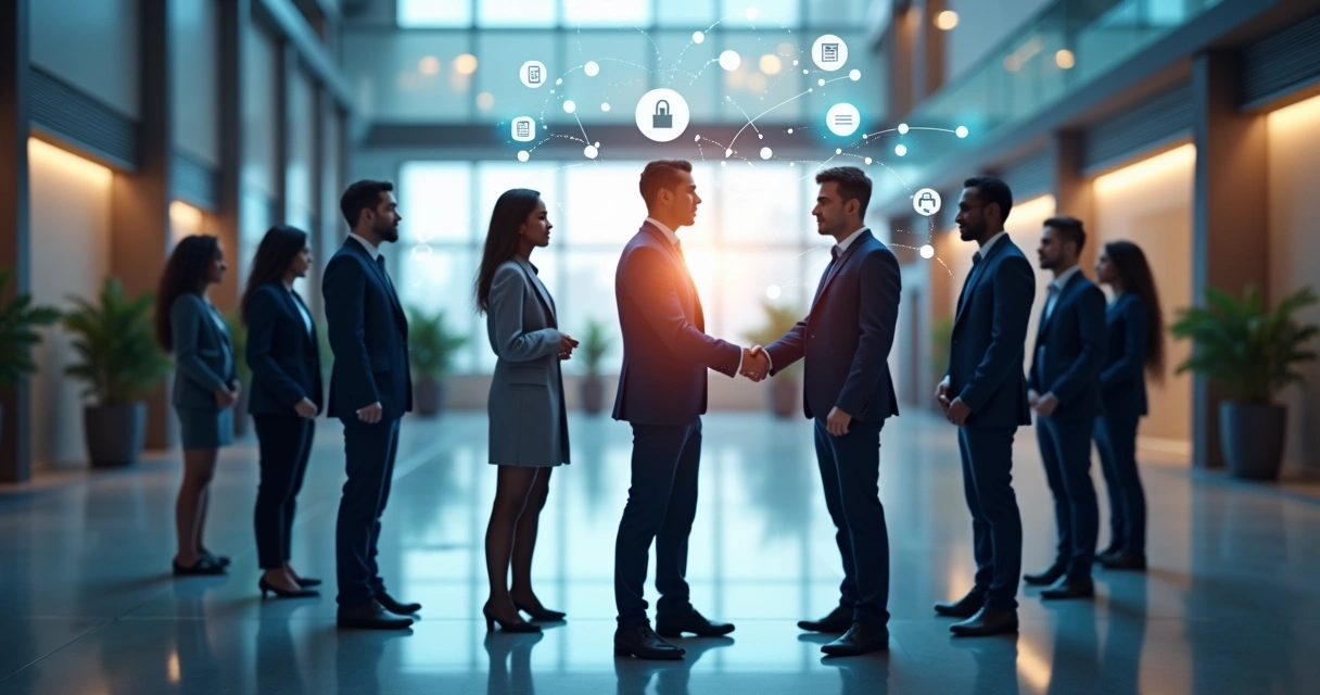 Cadena humana y empresarial simbolizando confianza y ética compartida