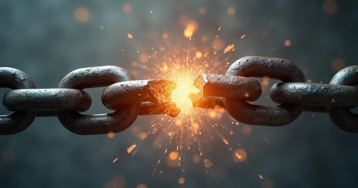 Cadenas rotas simbolizando liberación emocional