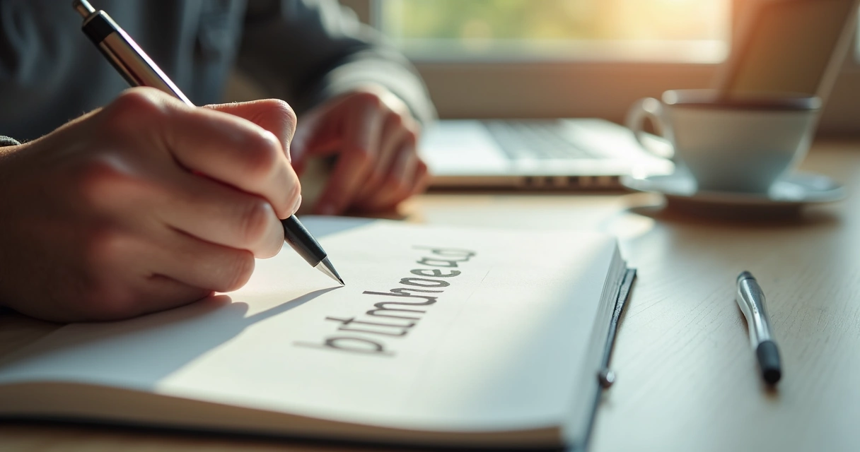 Pessoa escrevendo em um caderno sobre autocobrança 