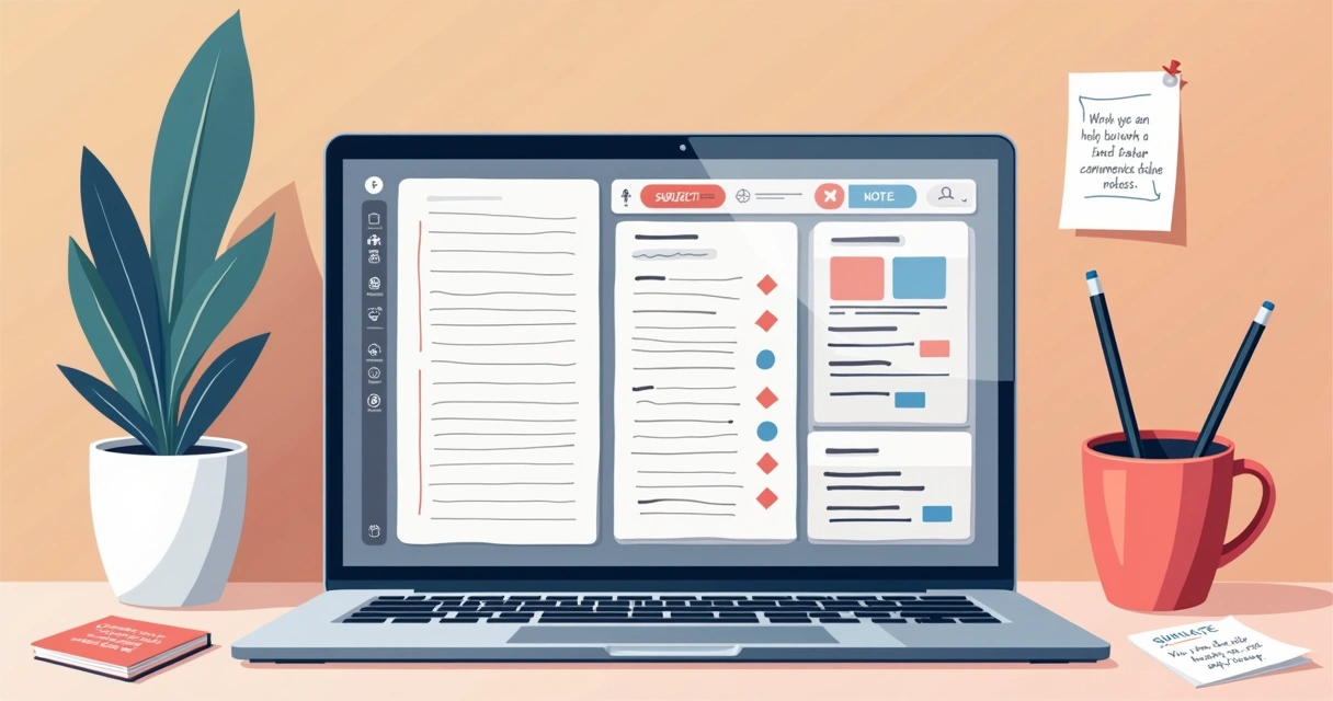 Caderno de anotações digitais organizado para concursos 