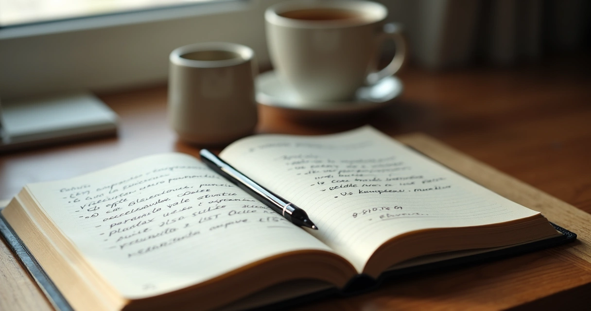 Caderno com anotações de pensamentos e gatilhos emocionais 
