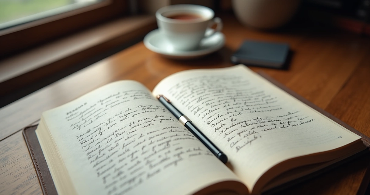 Caderno com anotações sobre padrões emocionais e reflexão pessoal