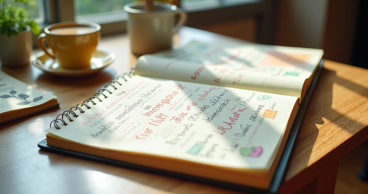 Caderno com anotações de erros e aprendizados 