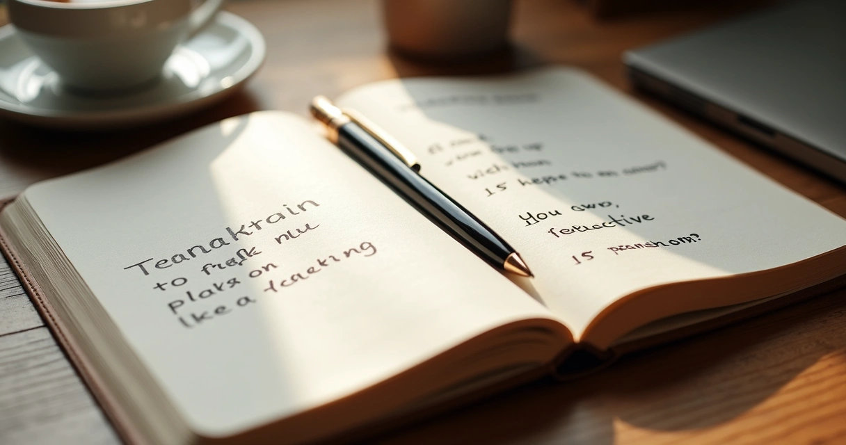 Caderno aberto com anotações de gratidão e reflexão
