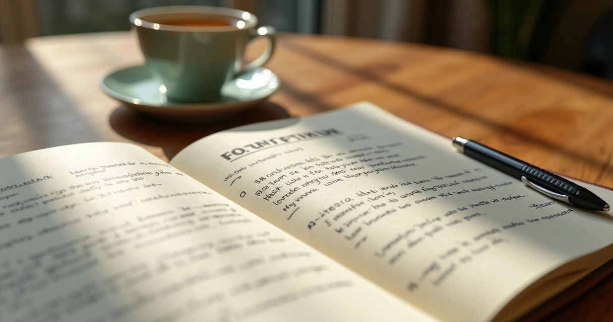 Caderno aberto com anotações sobre limites emocionais 