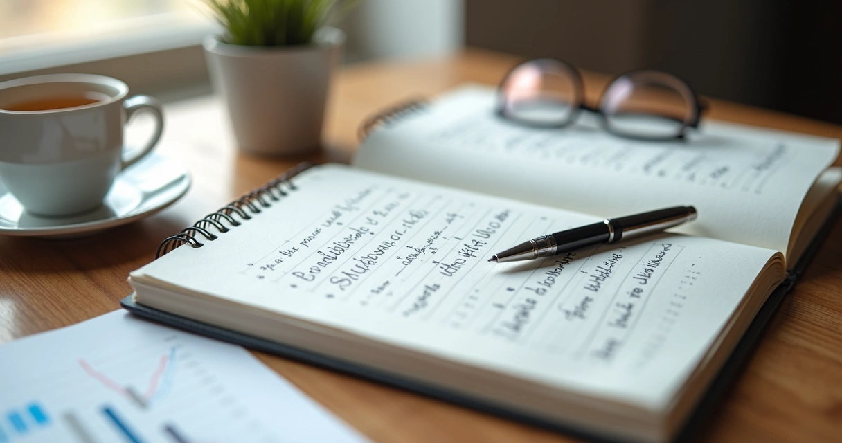 Caderno de observação com anotações e gráfico ao lado 