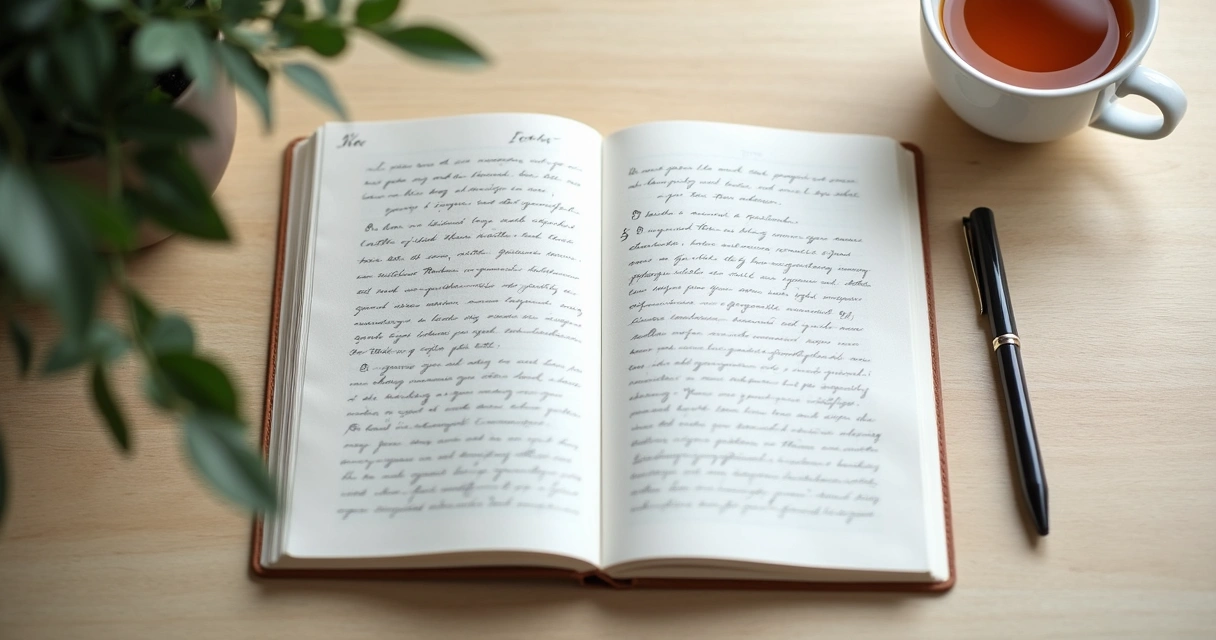 Caderno com anotações de padrões emocionais e caneta sobre mesa clara