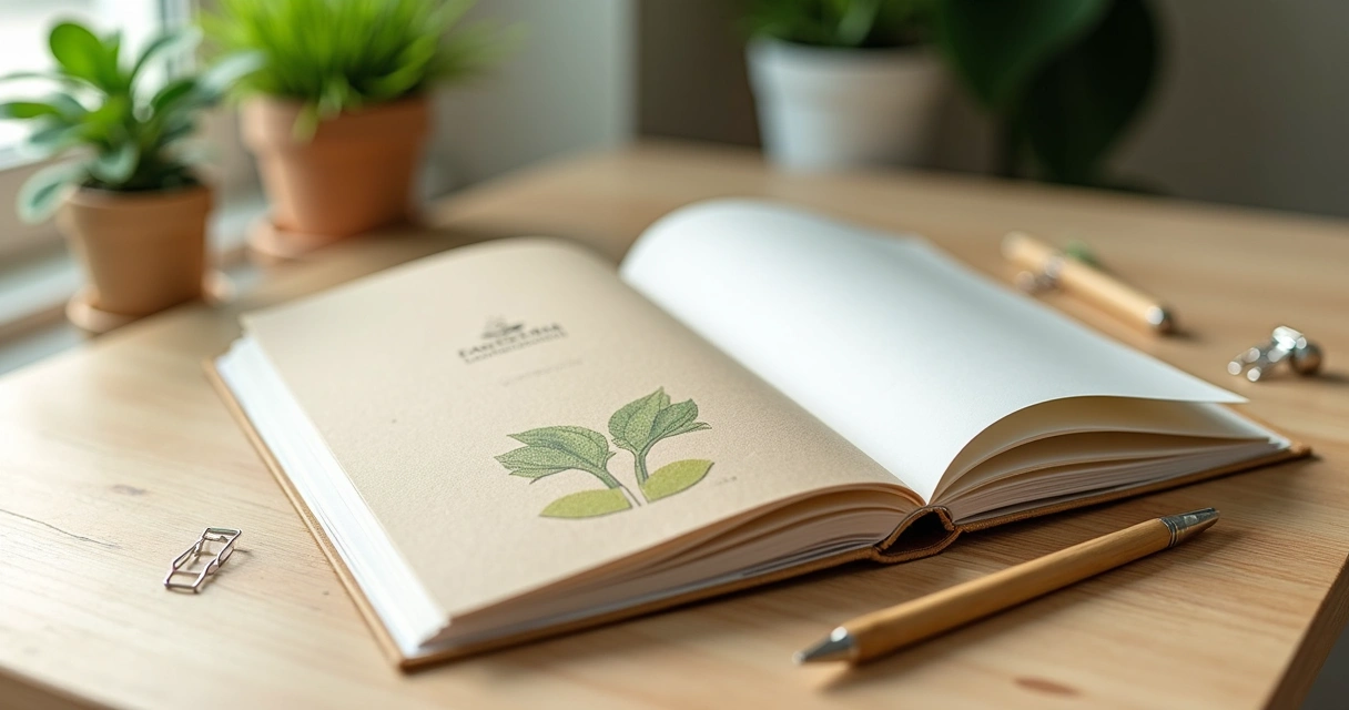 Caderno personalizado ecológico com logo de empresa e papel reciclado 