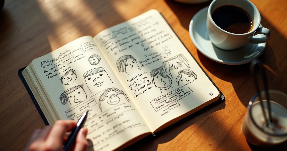 Caderno com anotações sobre emoções e consciência