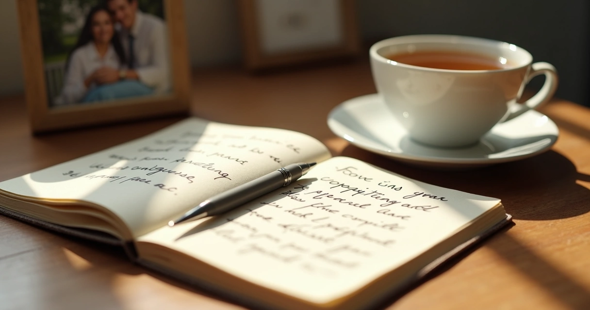 Caderno com reflexões sobre perdão familiar 