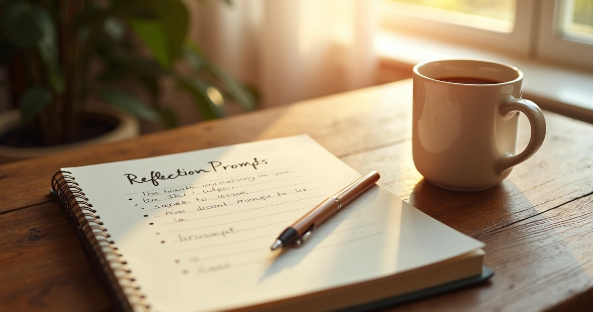 Caderno aberto com café e luz da manhã