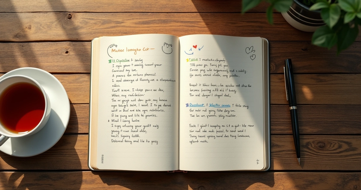 Caderno com anotações sobre emoções 