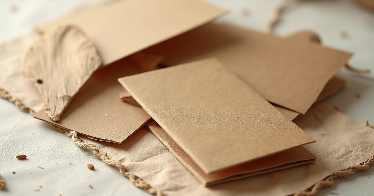 Cadernos ecológicos de capa kraft e papel reciclado em mesa de madeira clara 