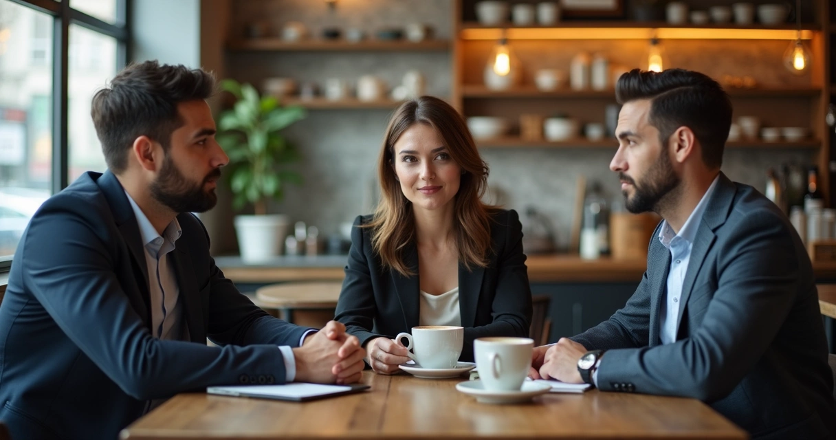 Grupo pequeno conversando em café