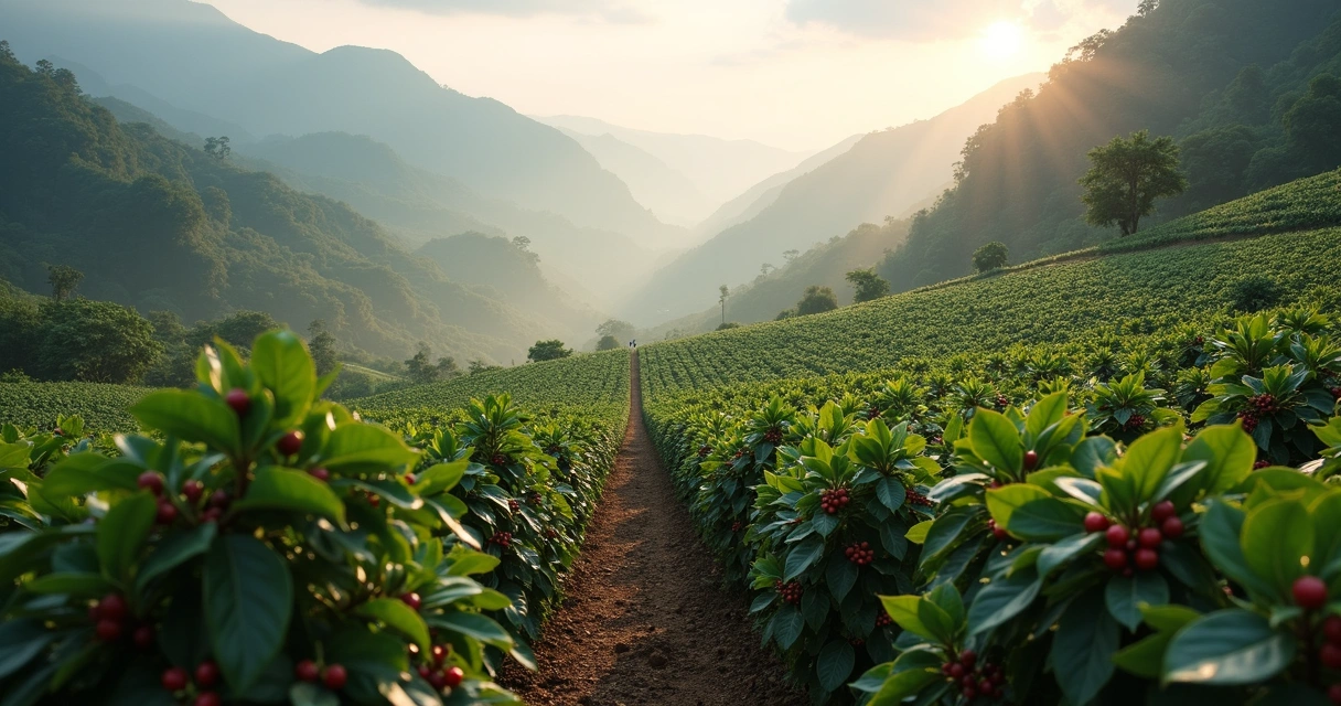 Cafeeiro em montanhas de alta altitude e clima ameno 