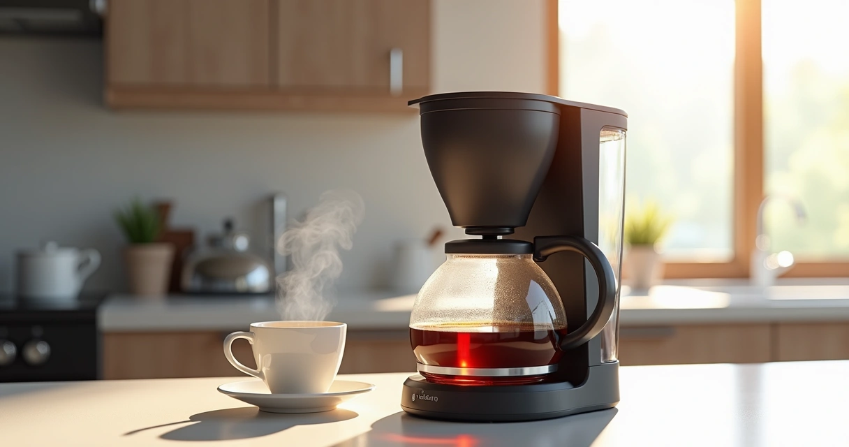 Cafeteira elétrica em uma bancada moderna 